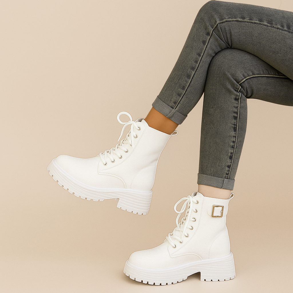 Damskie Skórzane Kozaki | Sznurowane