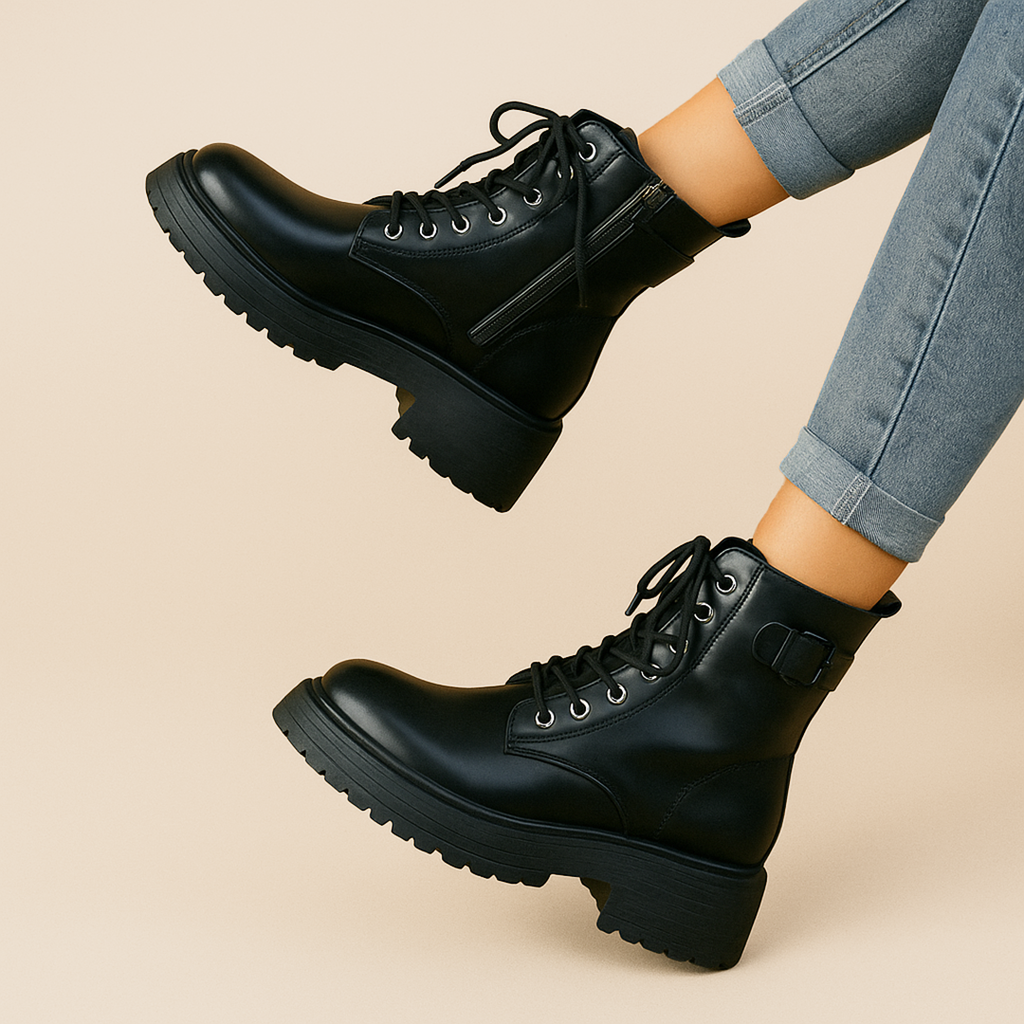 Damskie Skórzane Kozaki | Sznurowane