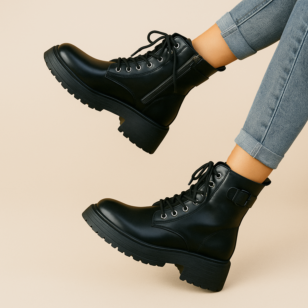 Damskie Skórzane Kozaki | Sznurowane