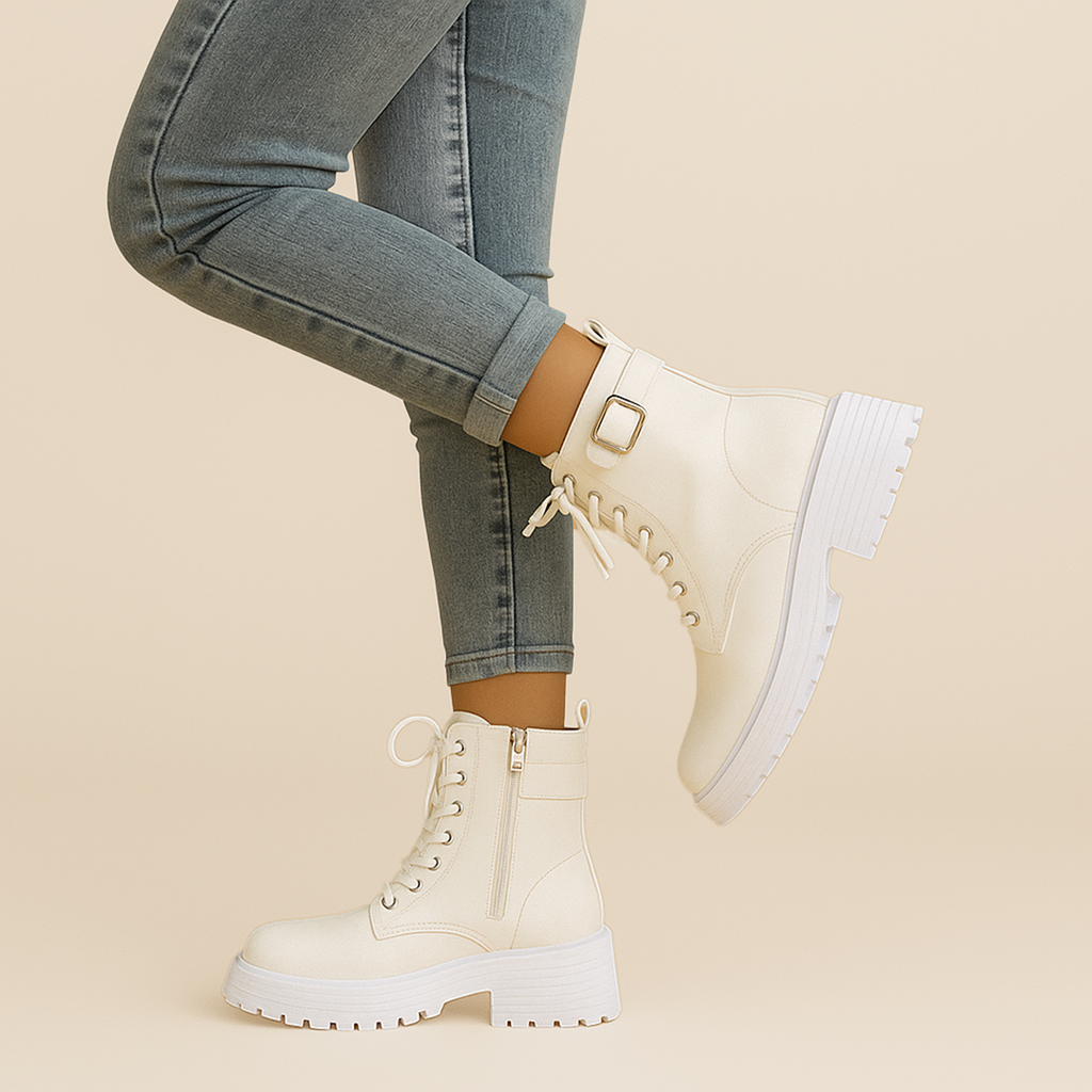 Damskie Skórzane Kozaki | Sznurowane