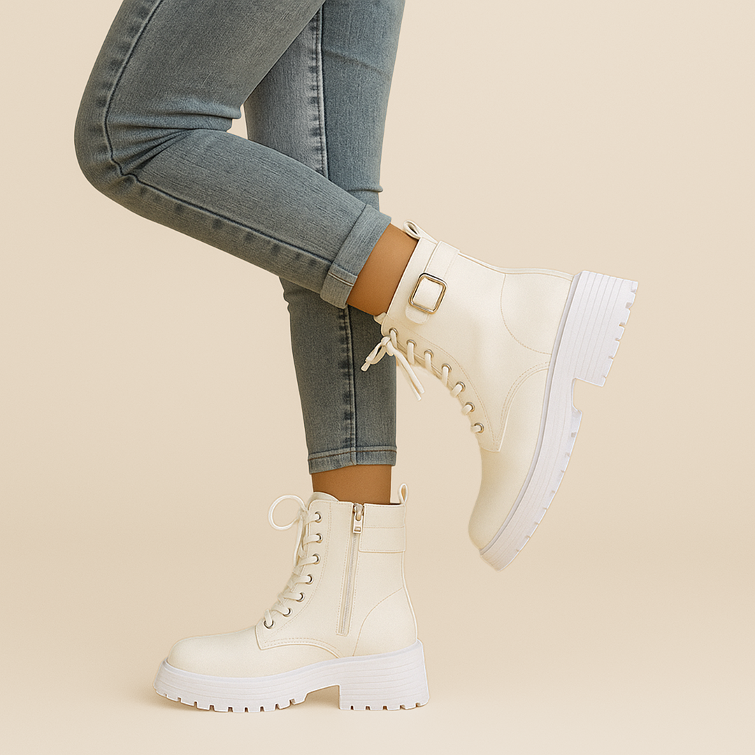 Damskie Skórzane Kozaki | Sznurowane