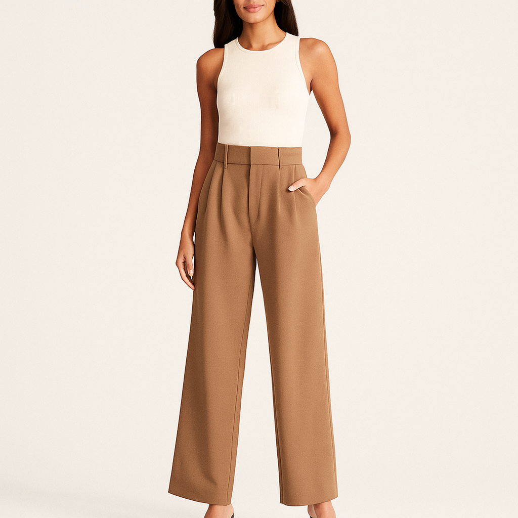 Luźne Spodnie Z Wysokim Stanem | Szerokie Nogawki