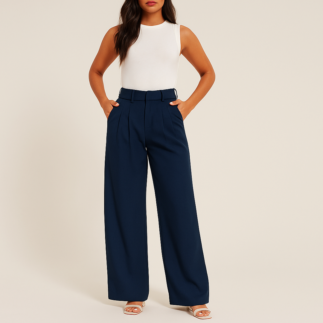 Luźne Spodnie Z Wysokim Stanem | Szerokie Nogawki