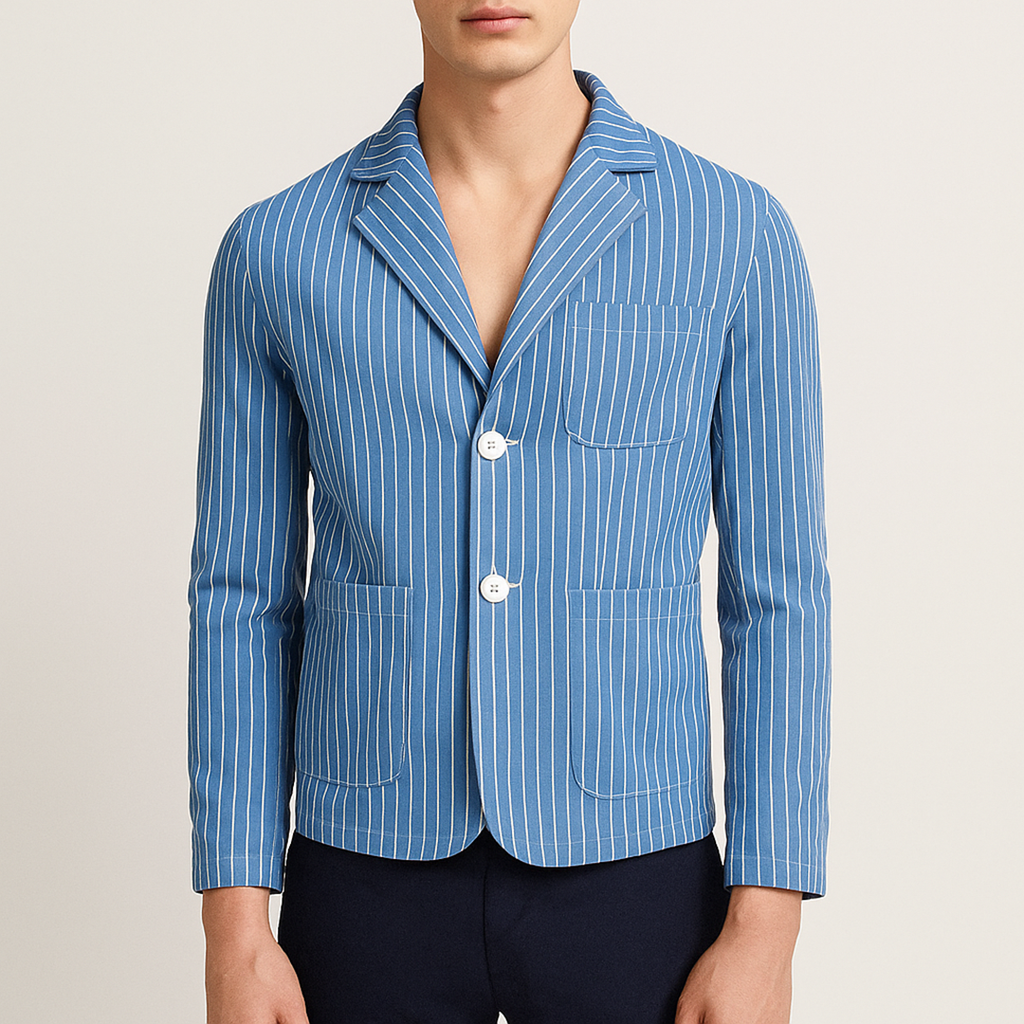 Letnia Marynarka W Paski Dla Mężczyzn | Królewski Niebieski