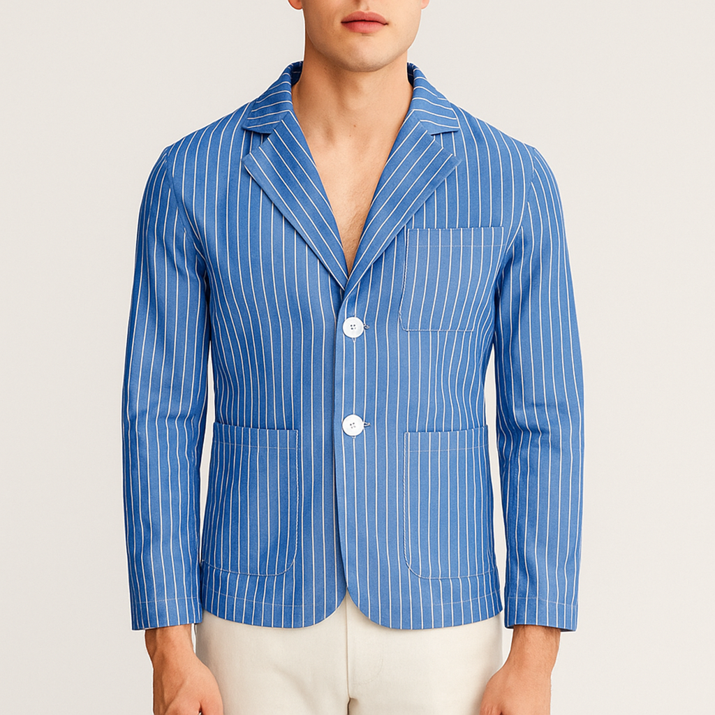 Letnia Marynarka W Paski Dla Mężczyzn | Królewski Niebieski