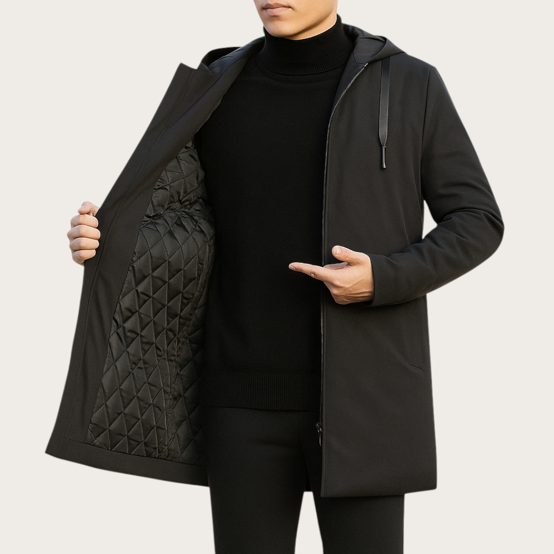 Męska Zimowa Kurtka Z Długim Rękawem | Z Kapturem