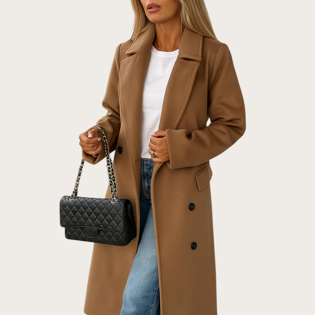 Damska Długa Zimowa Kurtka | Wełniany Płaszcz