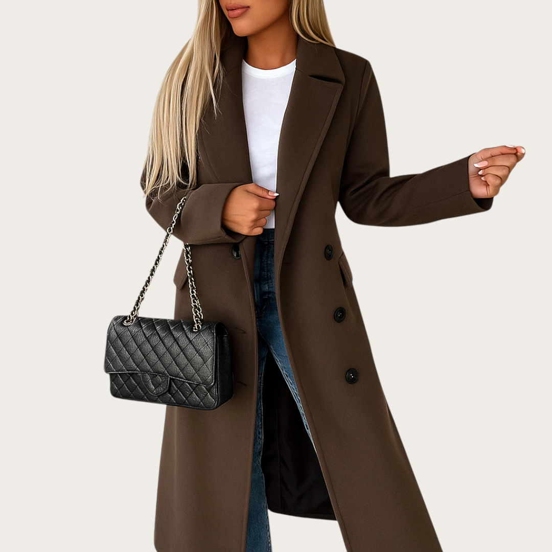 Damska Długa Zimowa Kurtka | Wełniany Płaszcz