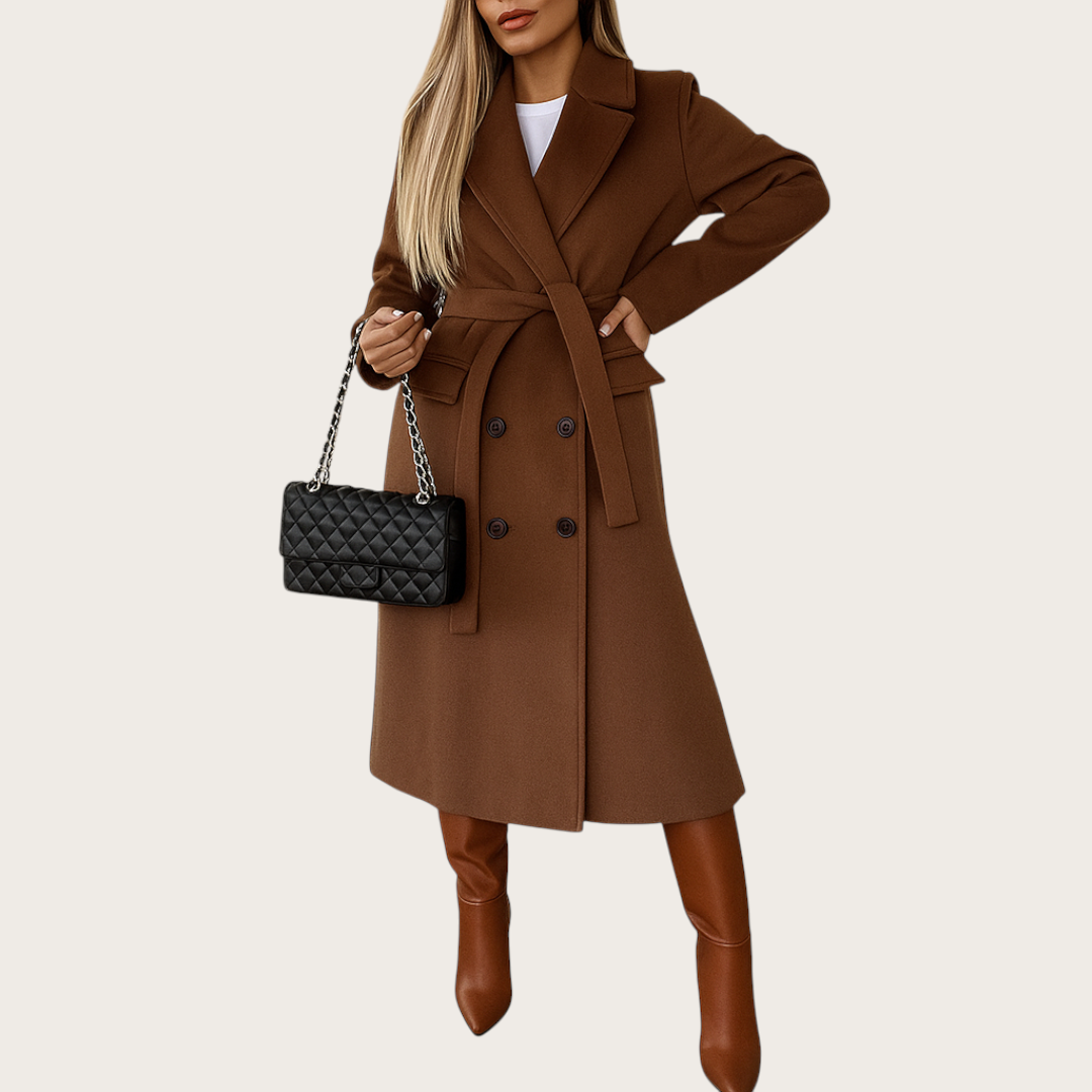 Damska Długa Zimowa Kurtka | Wełniany Płaszcz