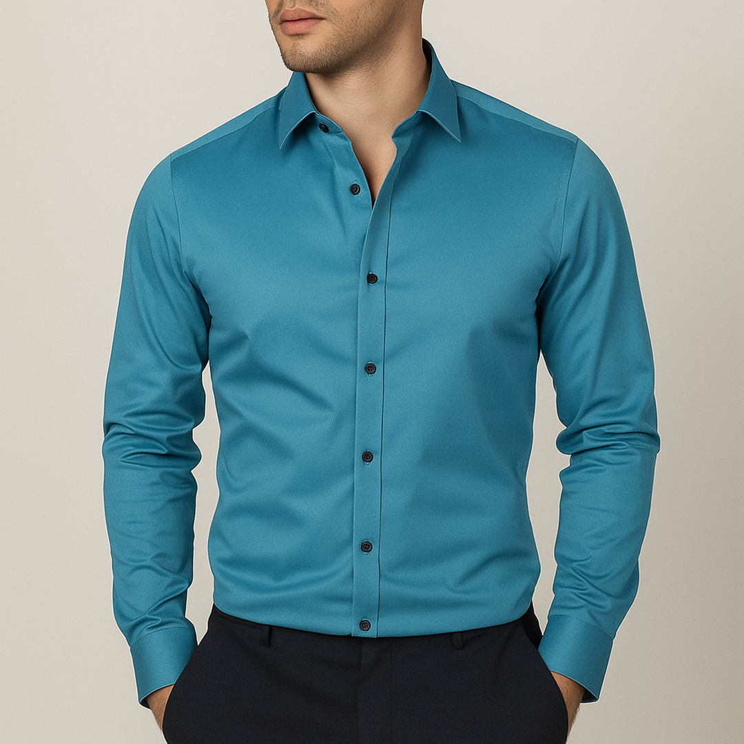 Męska Koszula o Wysokiej Elastyczności | Z Listwą Guzikową