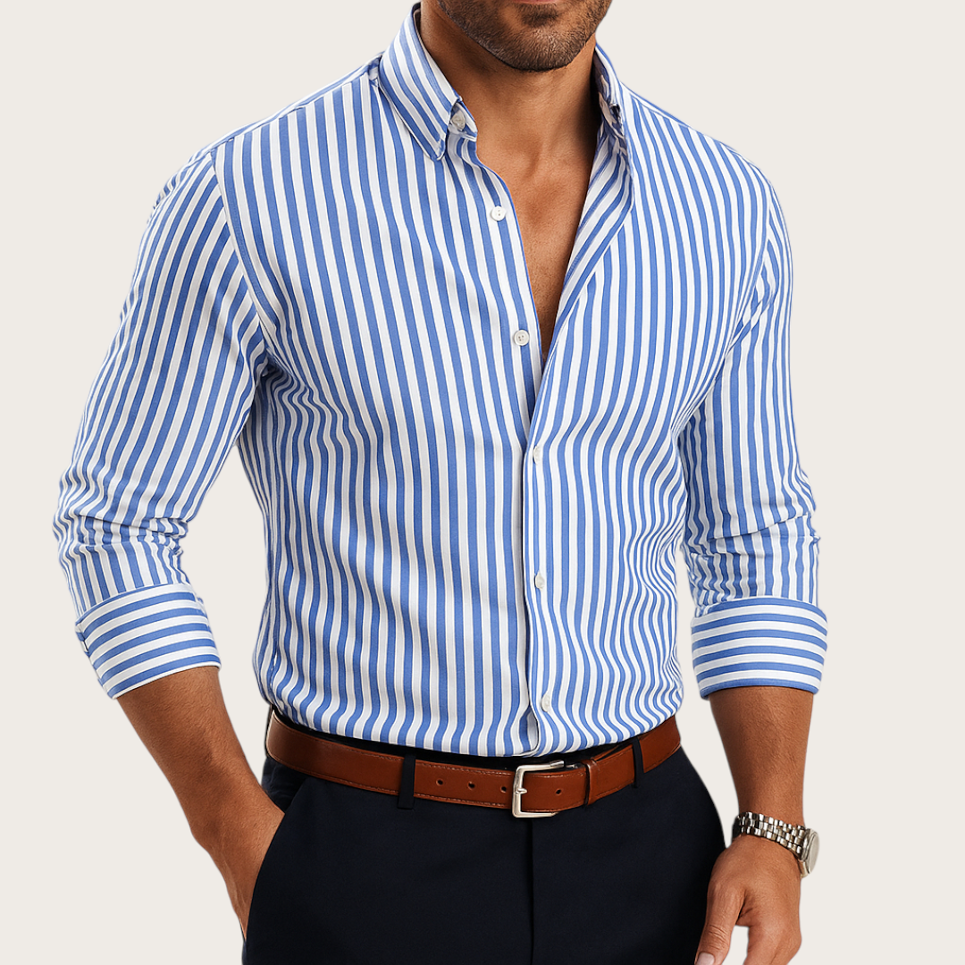 Paskowana Męska Koszula | Długi Rękaw