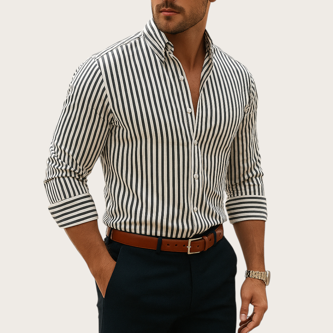 Paskowana Męska Koszula | Długi Rękaw