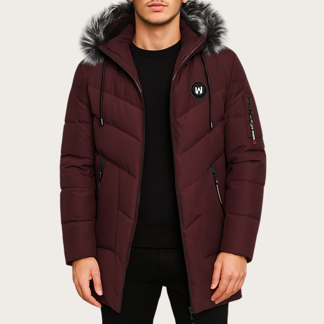 Męska Zimowa Pikowana Kurtka | Z Kapturem