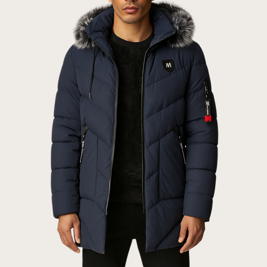 Męska Zimowa Pikowana Kurtka | Z Kapturem