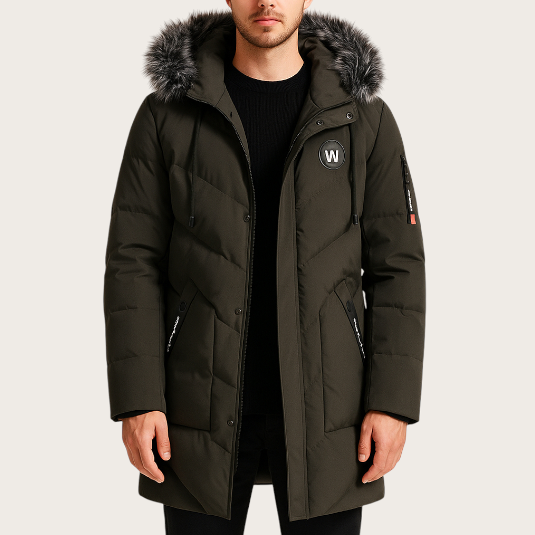 Męska Zimowa Pikowana Kurtka | Z Kapturem