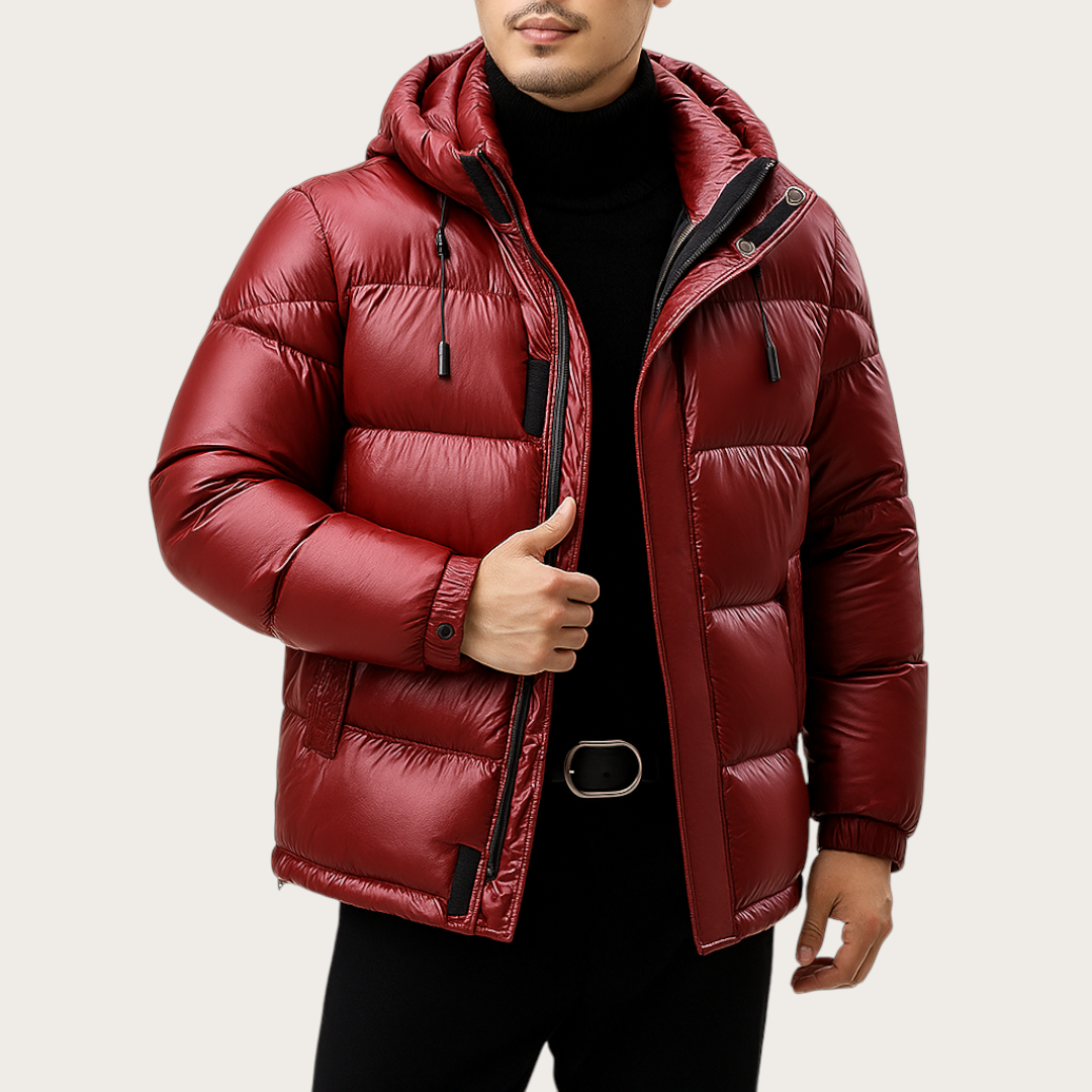 Pikowana Kurtka Męska z Kapturem | Zima