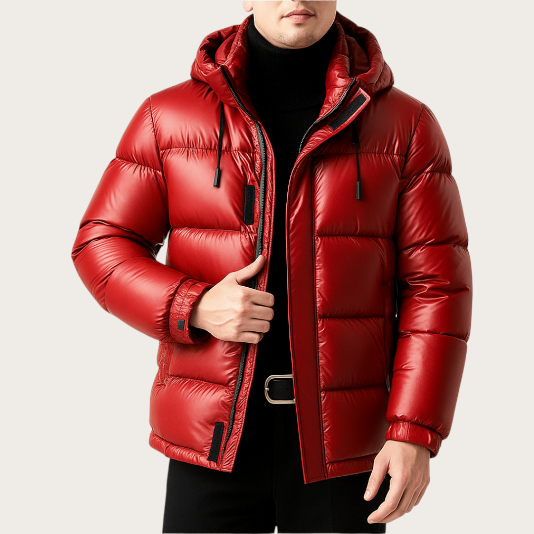 Pikowana Kurtka Męska z Kapturem | Zima