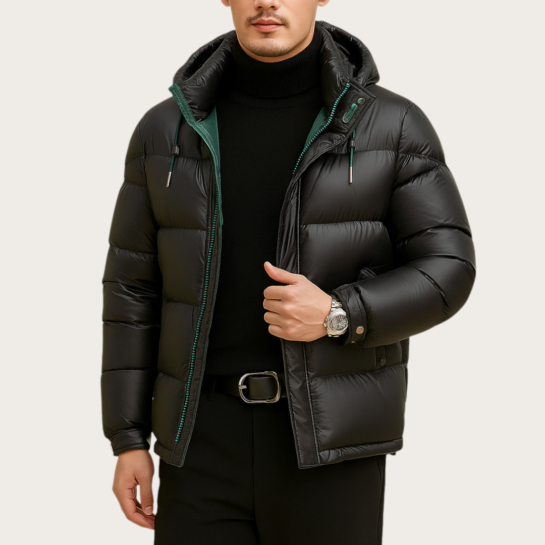 Pikowana Kurtka Męska z Kapturem | Zima