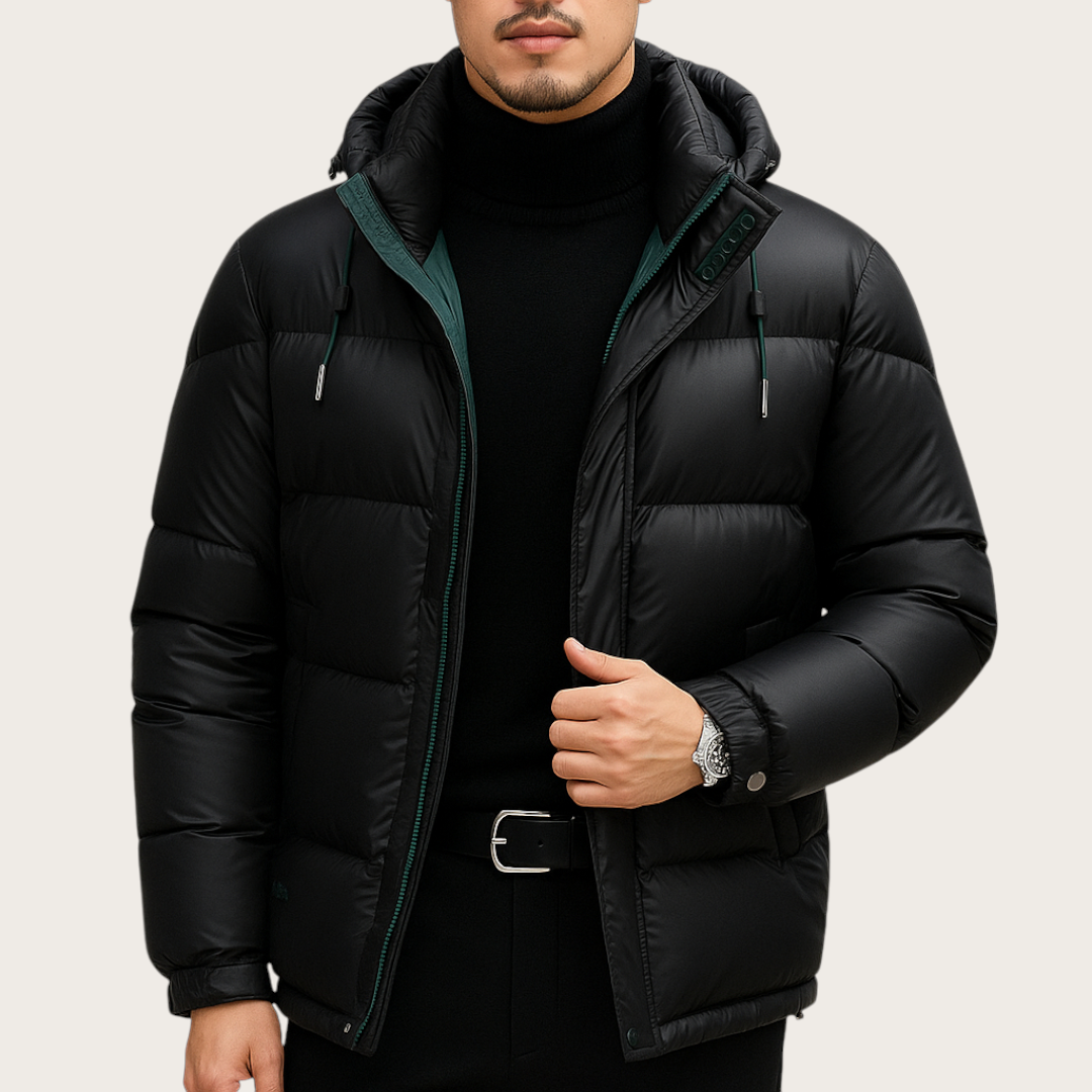Pikowana Kurtka Męska z Kapturem | Zima