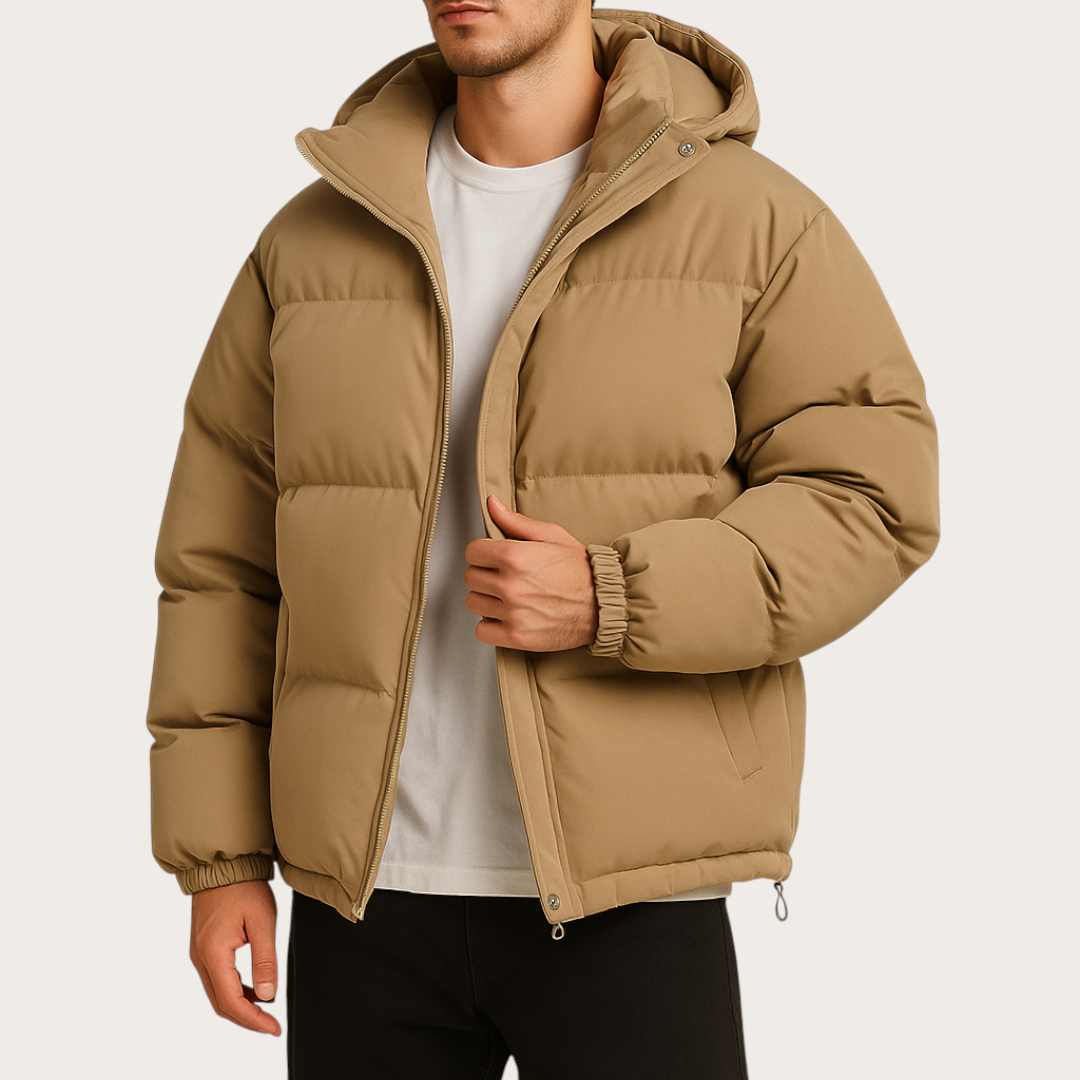 Uniseksowa Pikowana Kurtka z Kapturem i Zamkiem | Zima