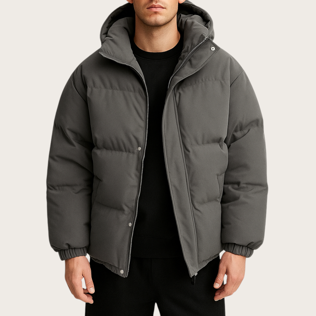 Uniseksowa Pikowana Kurtka z Kapturem i Zamkiem | Zima