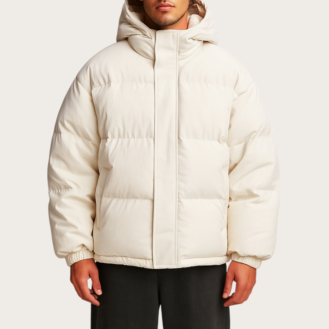 Uniseksowa Pikowana Kurtka z Kapturem i Zamkiem | Zima