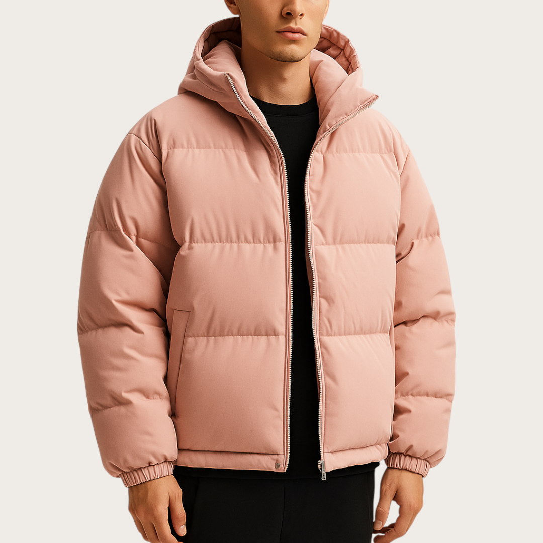 Uniseksowa Pikowana Kurtka z Kapturem i Zamkiem | Zima