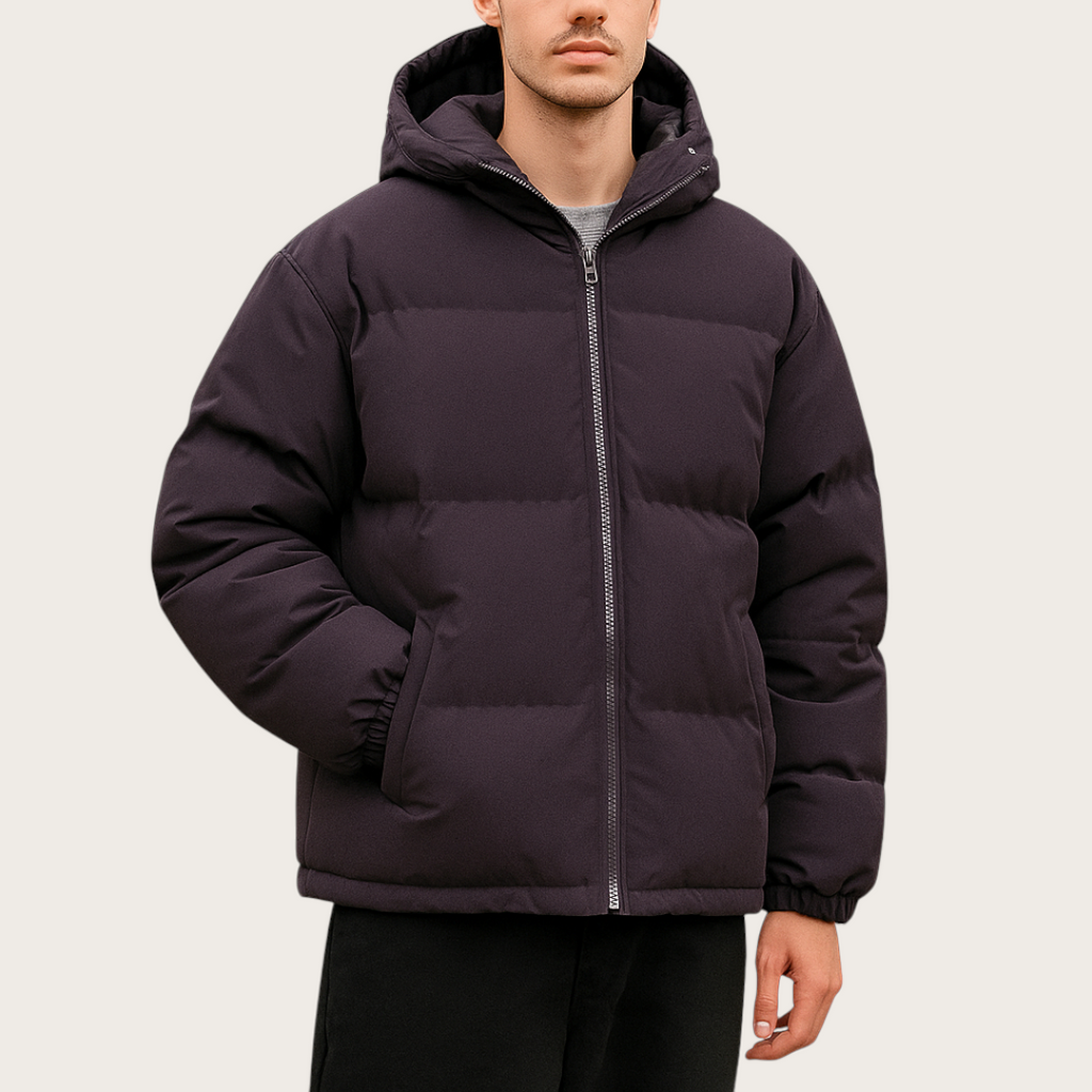 Uniseksowa Pikowana Kurtka z Kapturem i Zamkiem | Zima