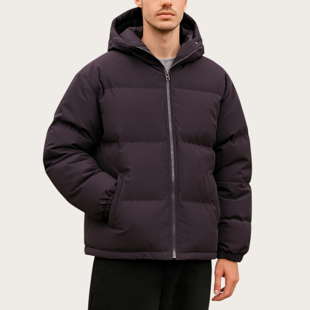 Uniseksowa Pikowana Kurtka z Kapturem i Zamkiem | Zima