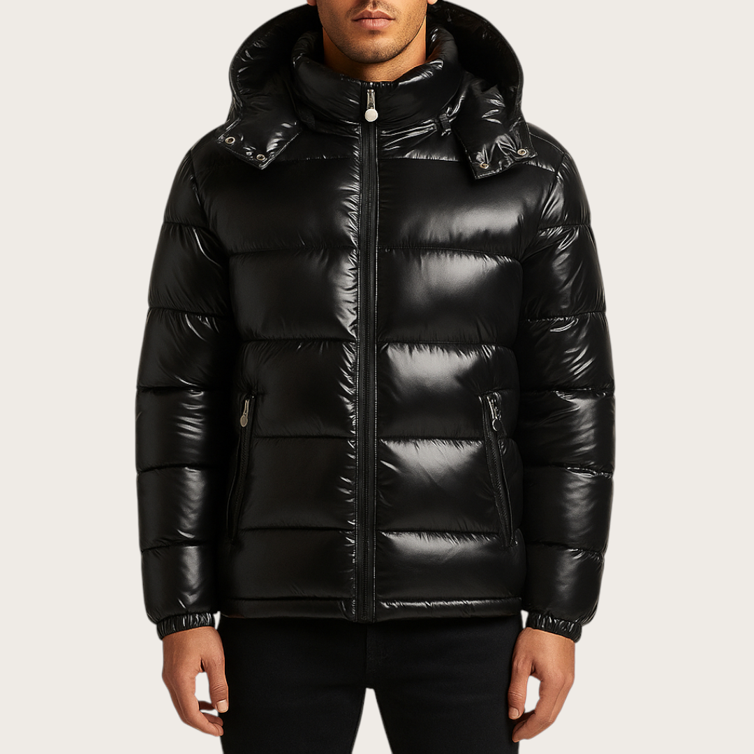 Męska Pikowana Kurtka z Kapturem | Zima