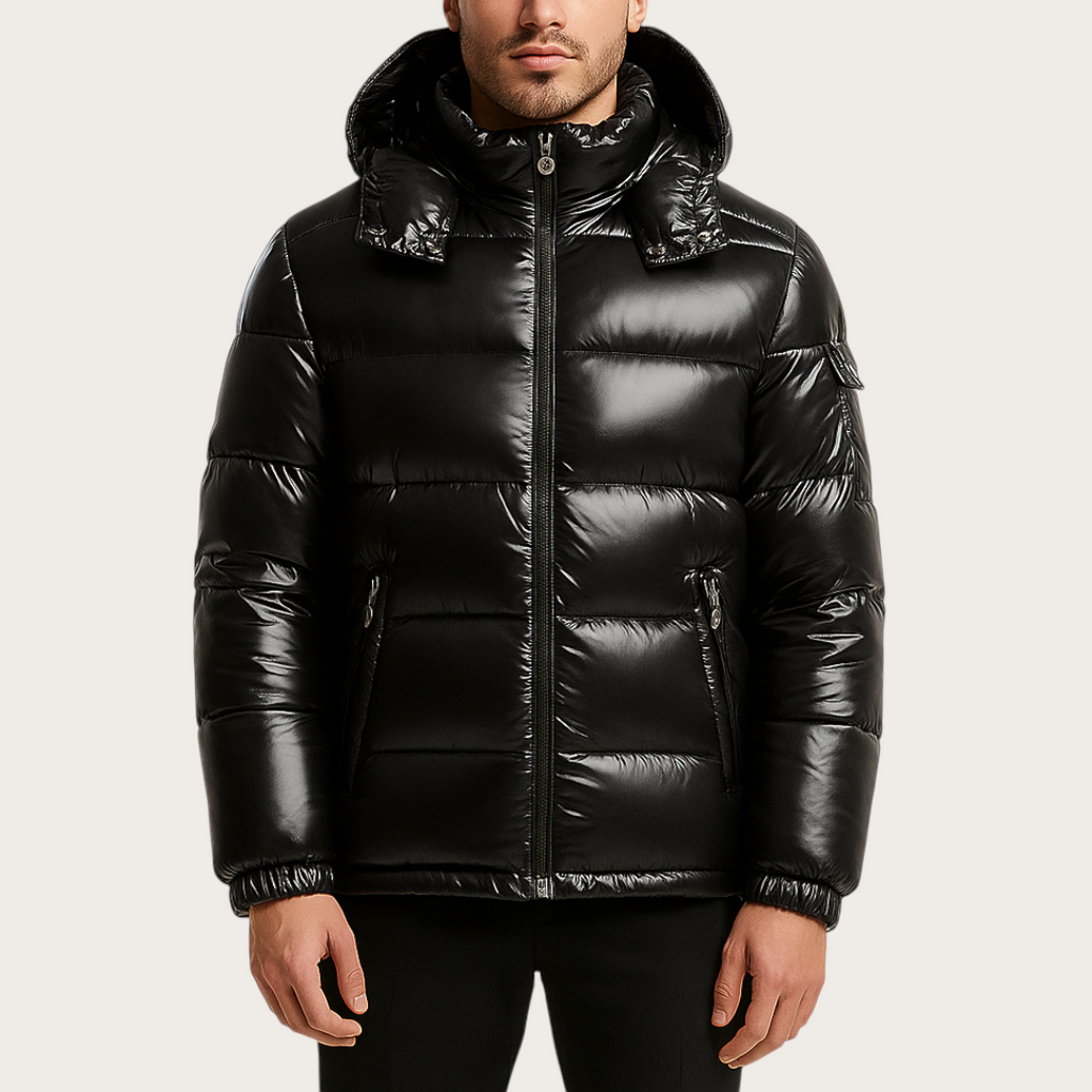 Męska Pikowana Kurtka z Kapturem | Zima