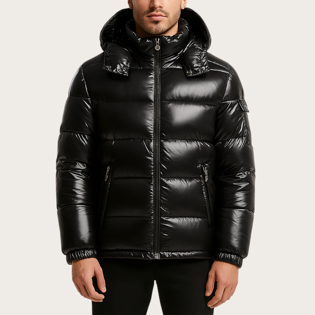 Męska Pikowana Kurtka z Kapturem | Zima