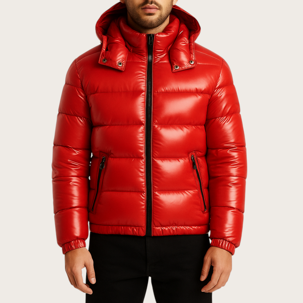 Męska Pikowana Kurtka z Kapturem | Zima