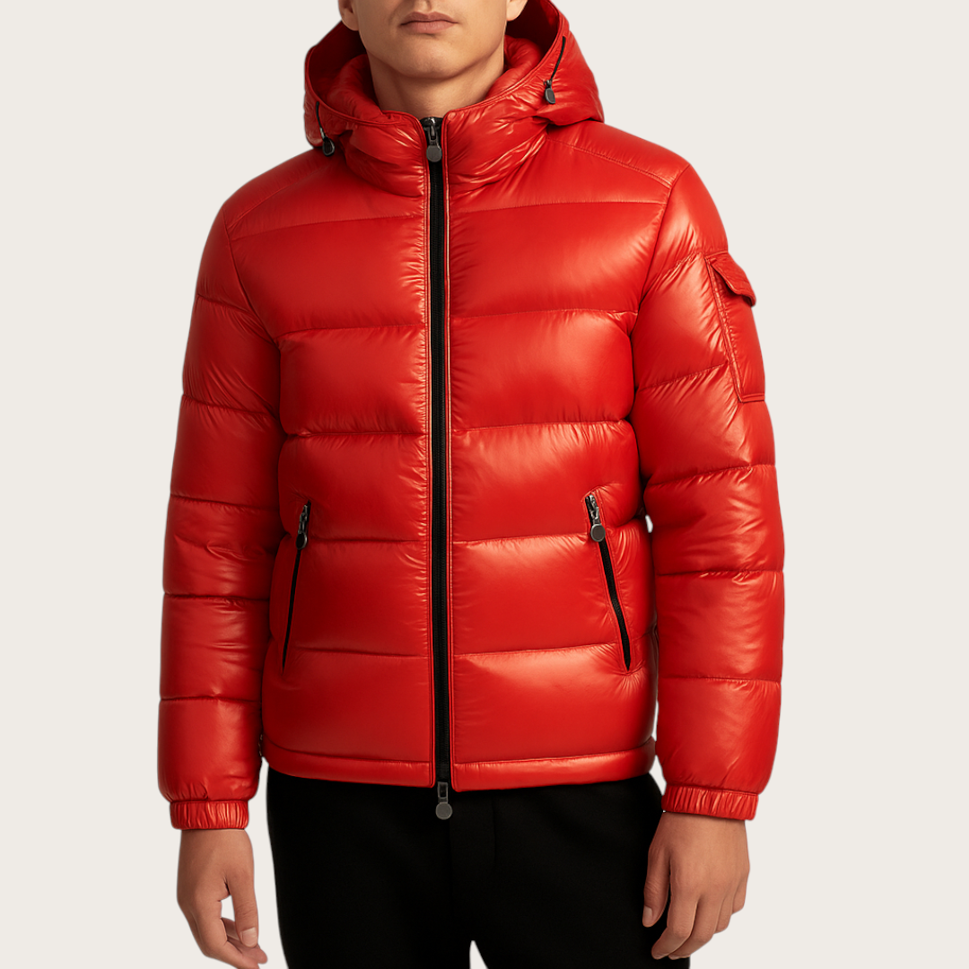 Męska Pikowana Kurtka z Kapturem | Zima