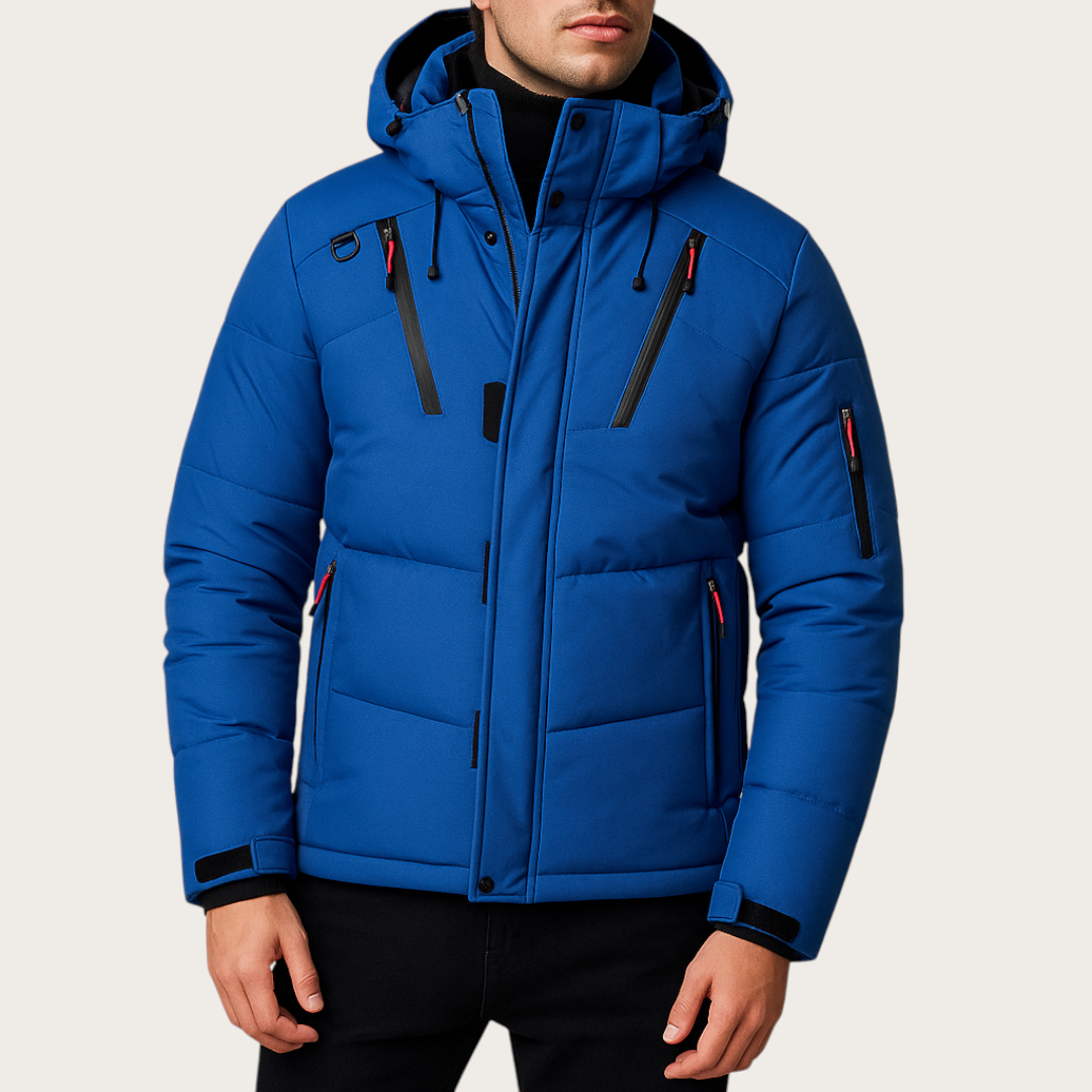 Zimowa Pikowana Kurtka Męska | Z Kapturem