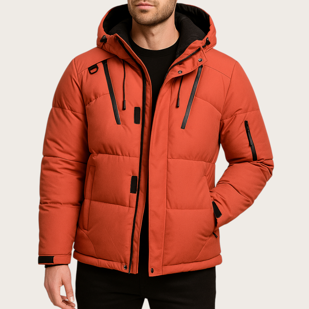 Zimowa Pikowana Kurtka Męska | Z Kapturem