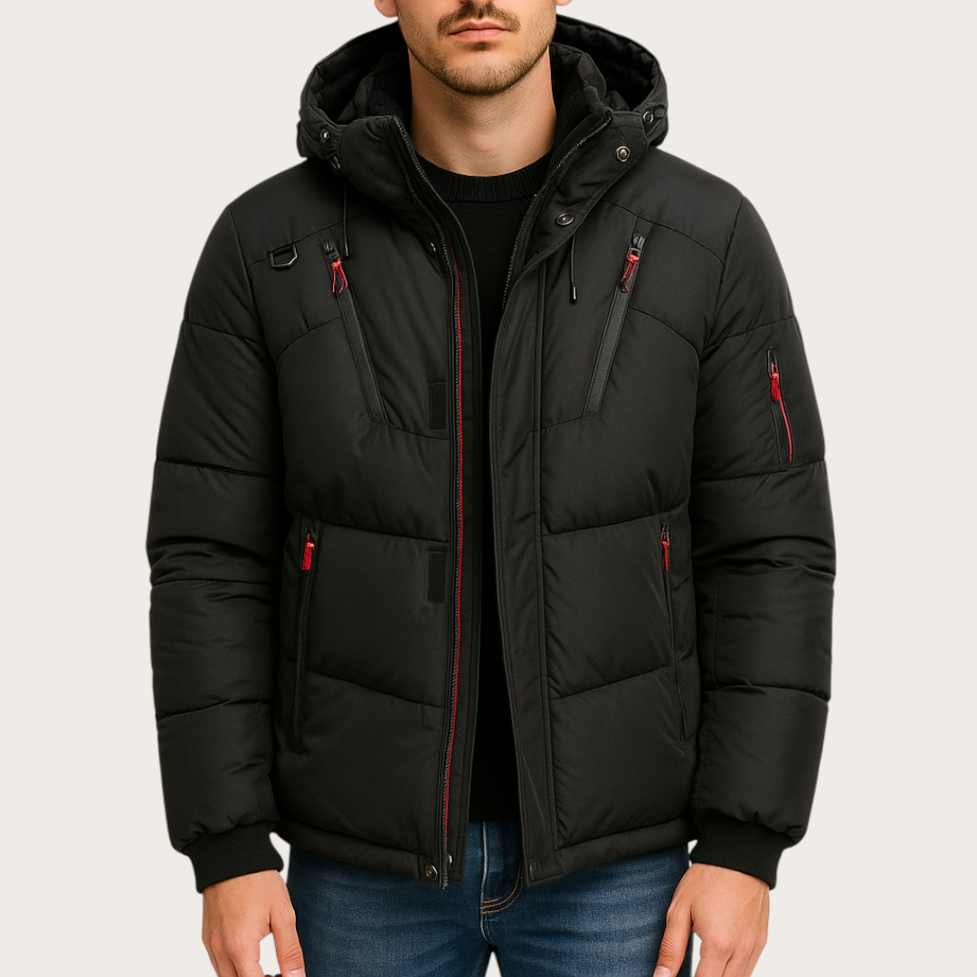 Zimowa Pikowana Kurtka Męska | Z Kapturem