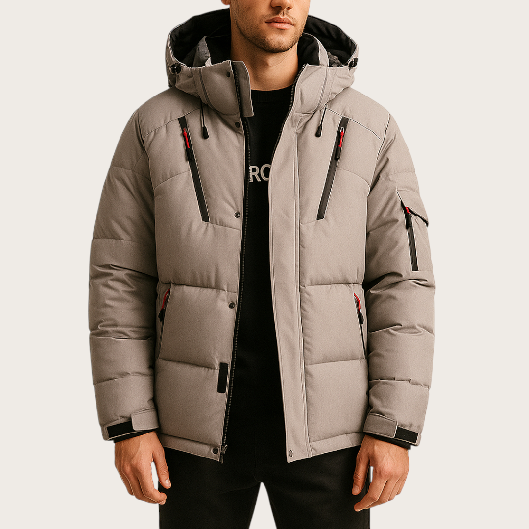 Zimowa Pikowana Kurtka Męska | Z Kapturem