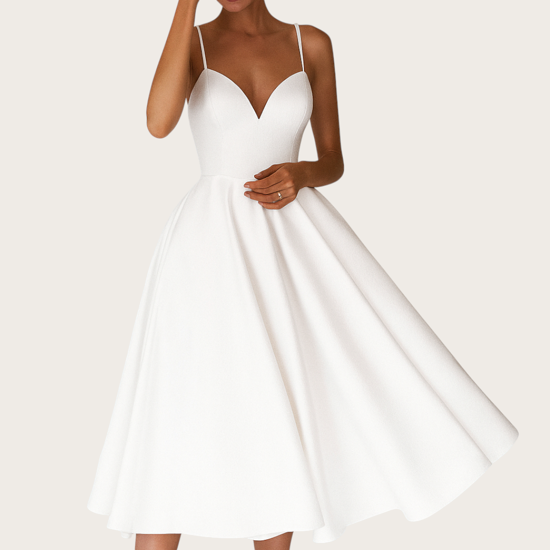 Damska Sukienka Koktajlowa z Dekoltem w Serek | Midi