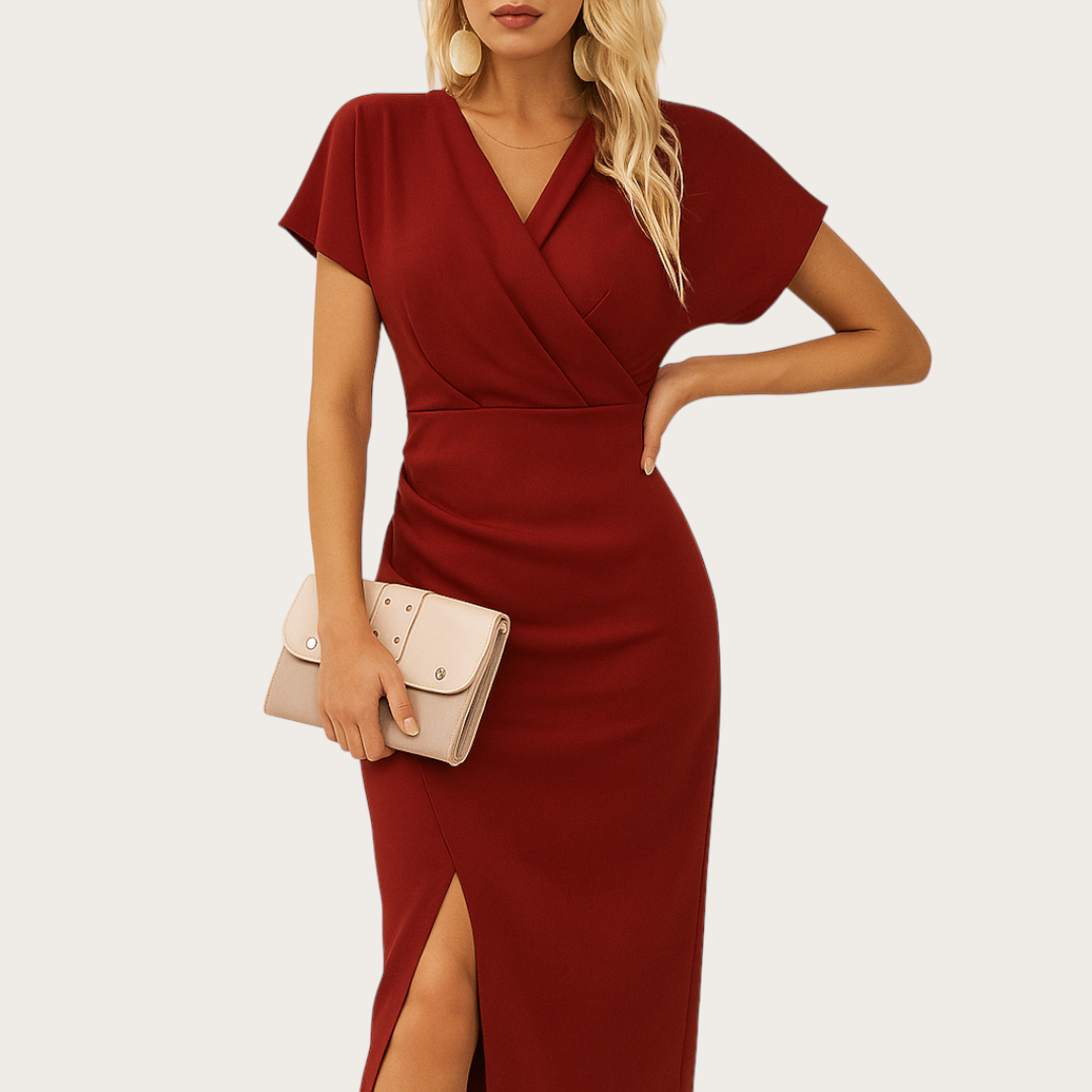 Damska Sukienka Wieczorowa z Krótkim Rękawem | Midi