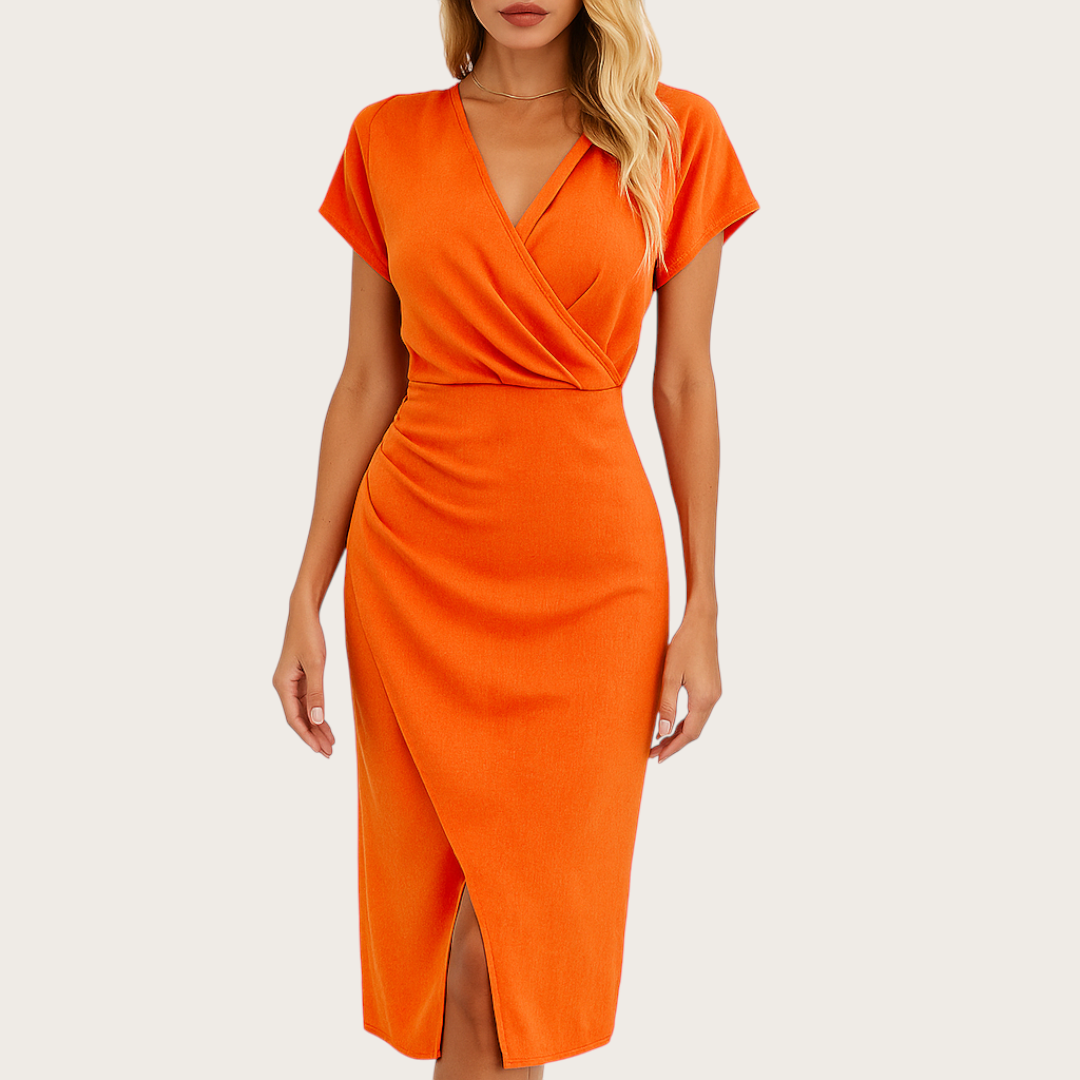 Damska Sukienka Wieczorowa z Krótkim Rękawem | Midi