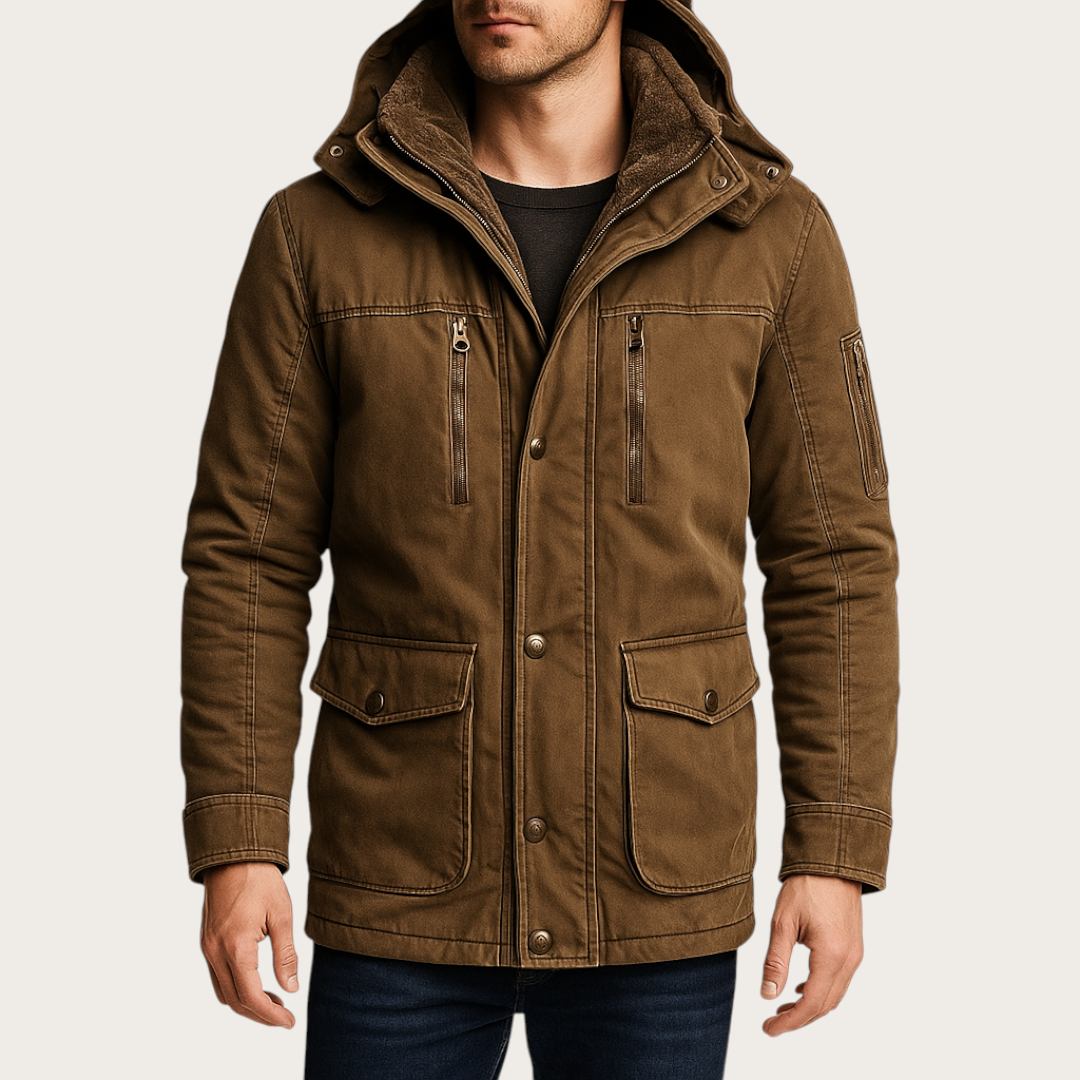 Męska Zimowa Kurtka z Kapturem | Długi Rękaw