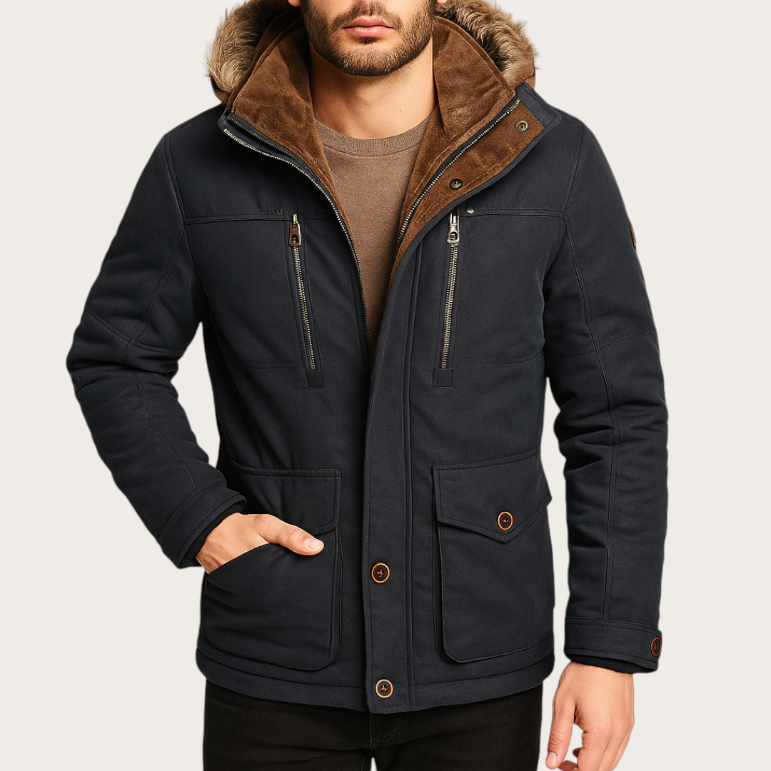 Męska Zimowa Kurtka z Kapturem | Długi Rękaw