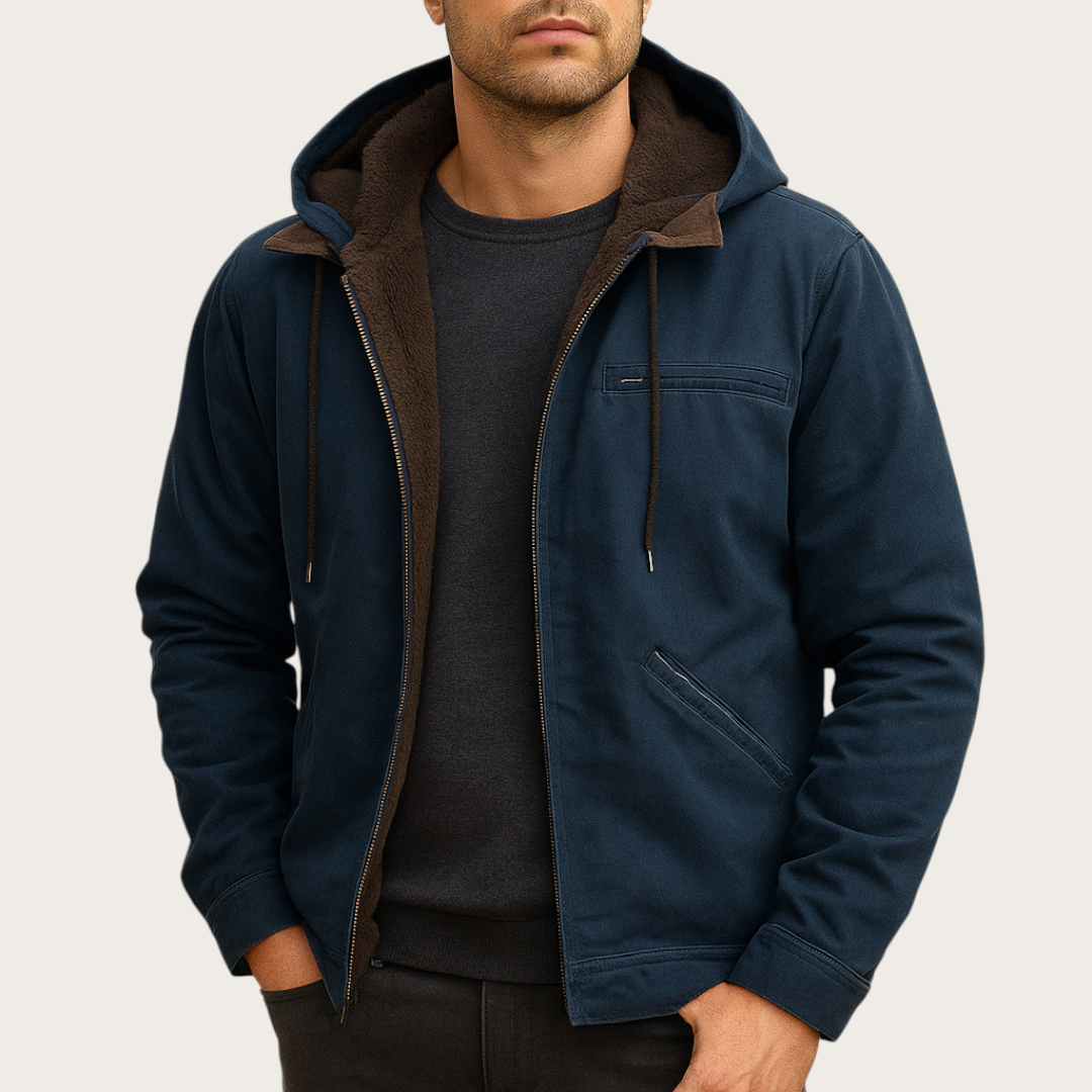 Męska Codzienna Kurtka z Kapturem | Zima