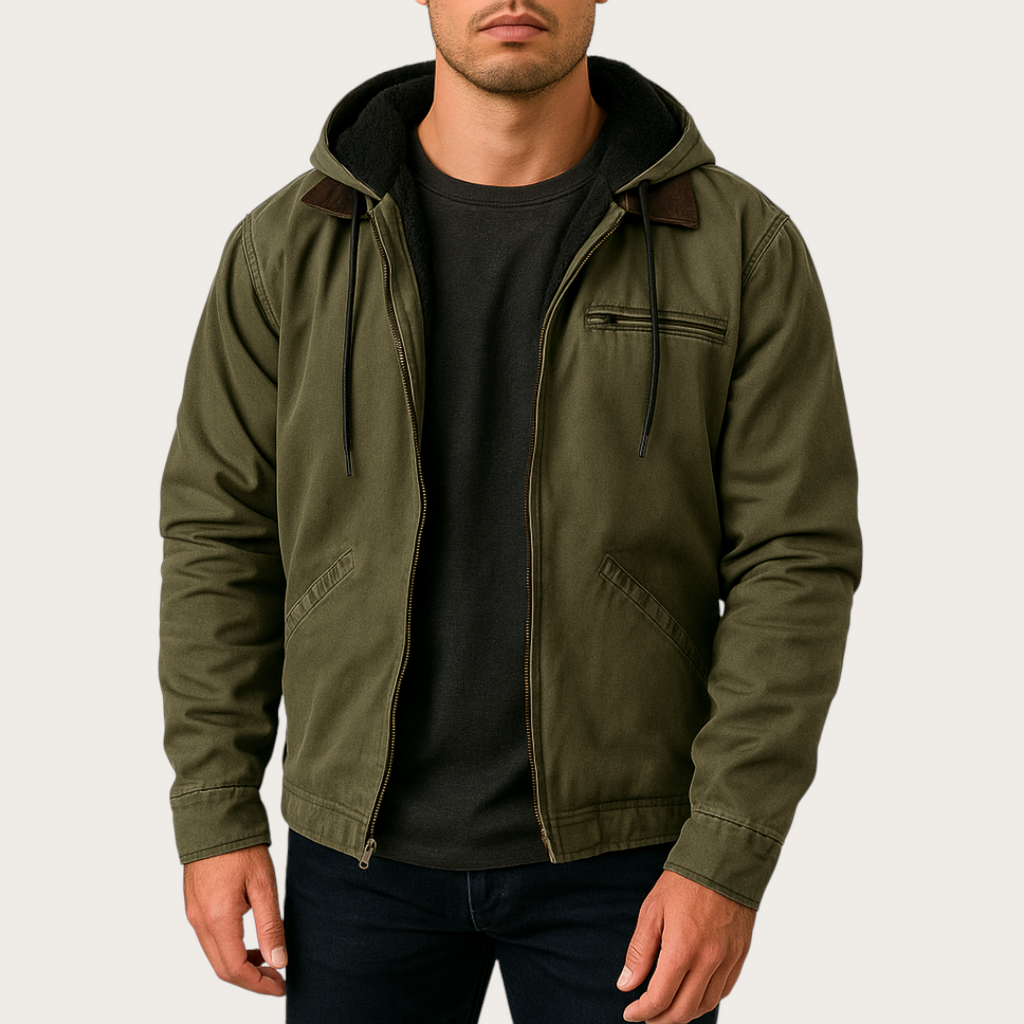 Męska Codzienna Kurtka z Kapturem | Zima