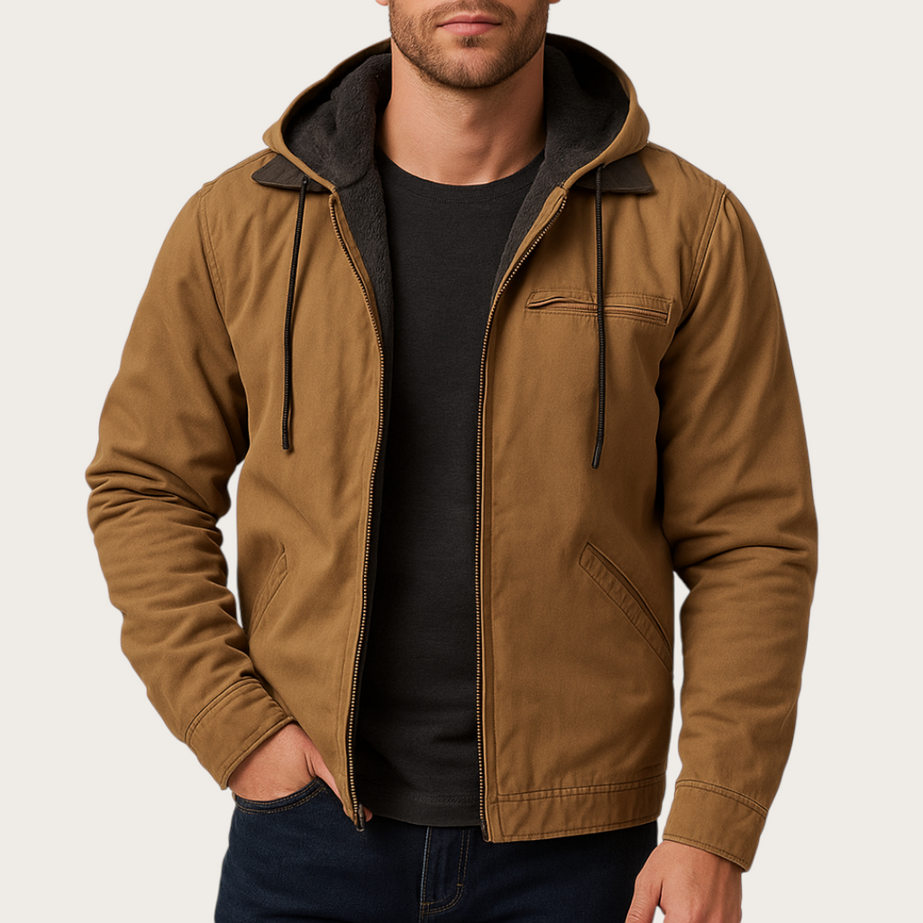 Męska Codzienna Kurtka z Kapturem | Zima