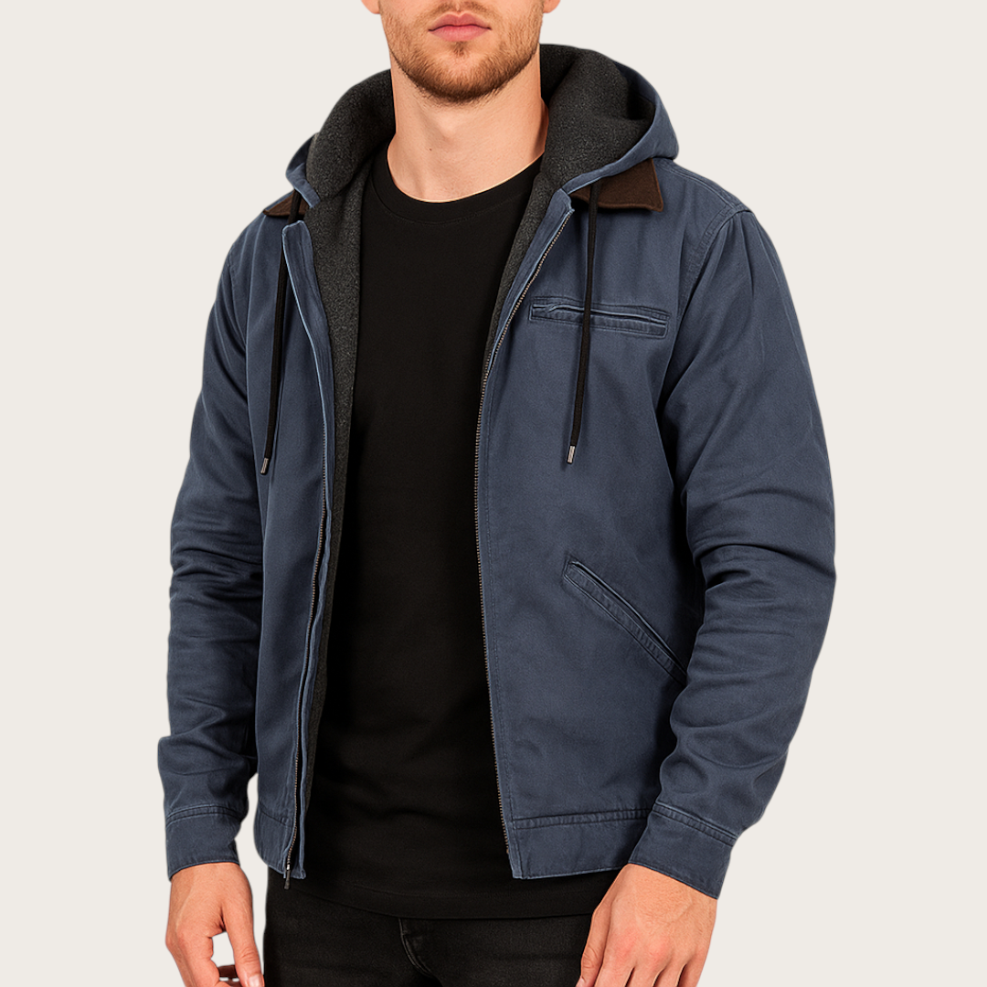 Męska Codzienna Kurtka z Kapturem | Zima