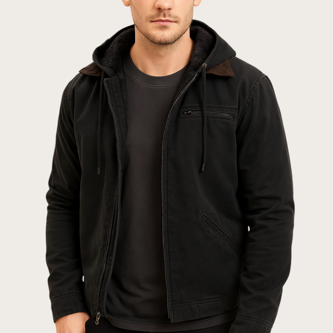 Męska Codzienna Kurtka z Kapturem | Zima