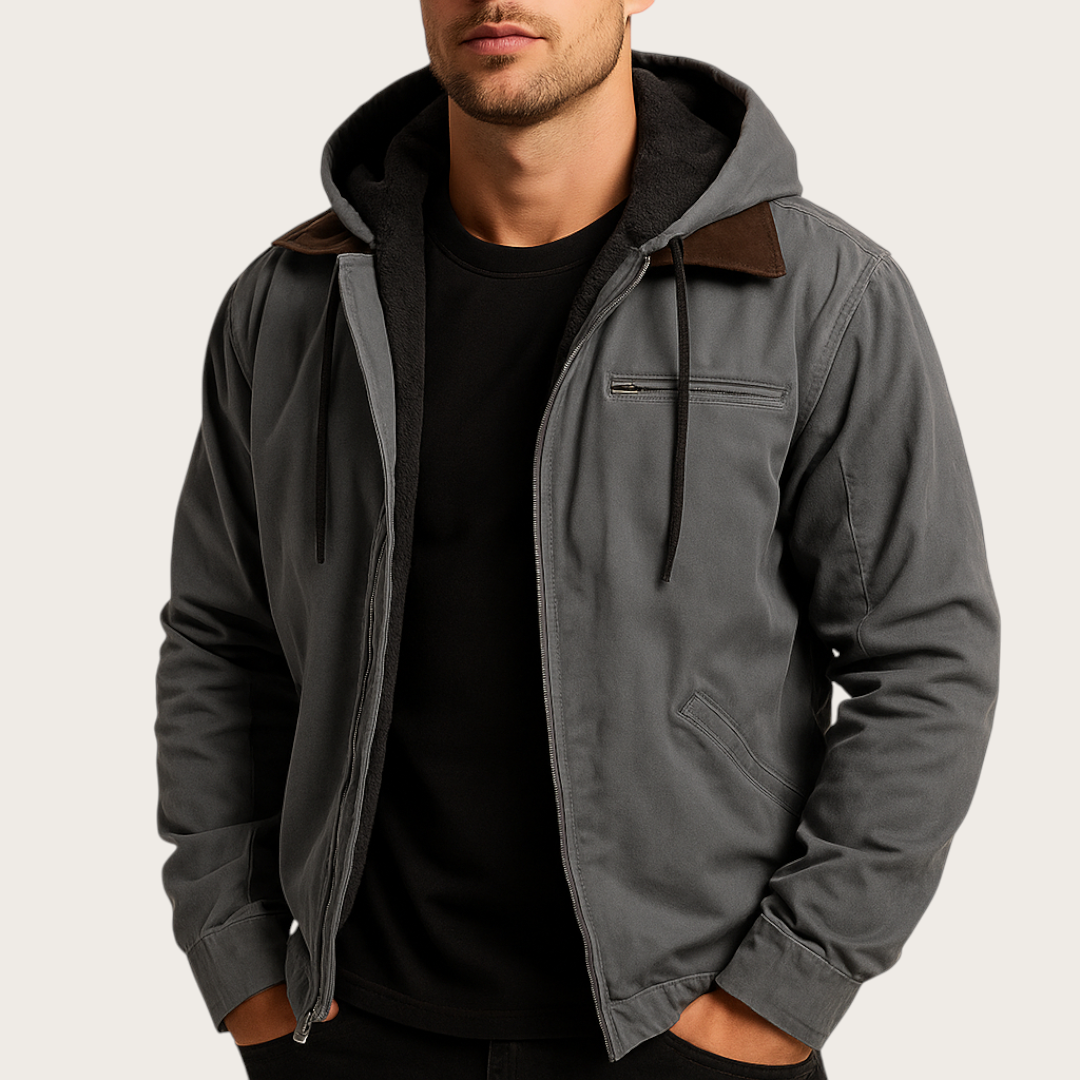 Męska Codzienna Kurtka z Kapturem | Zima