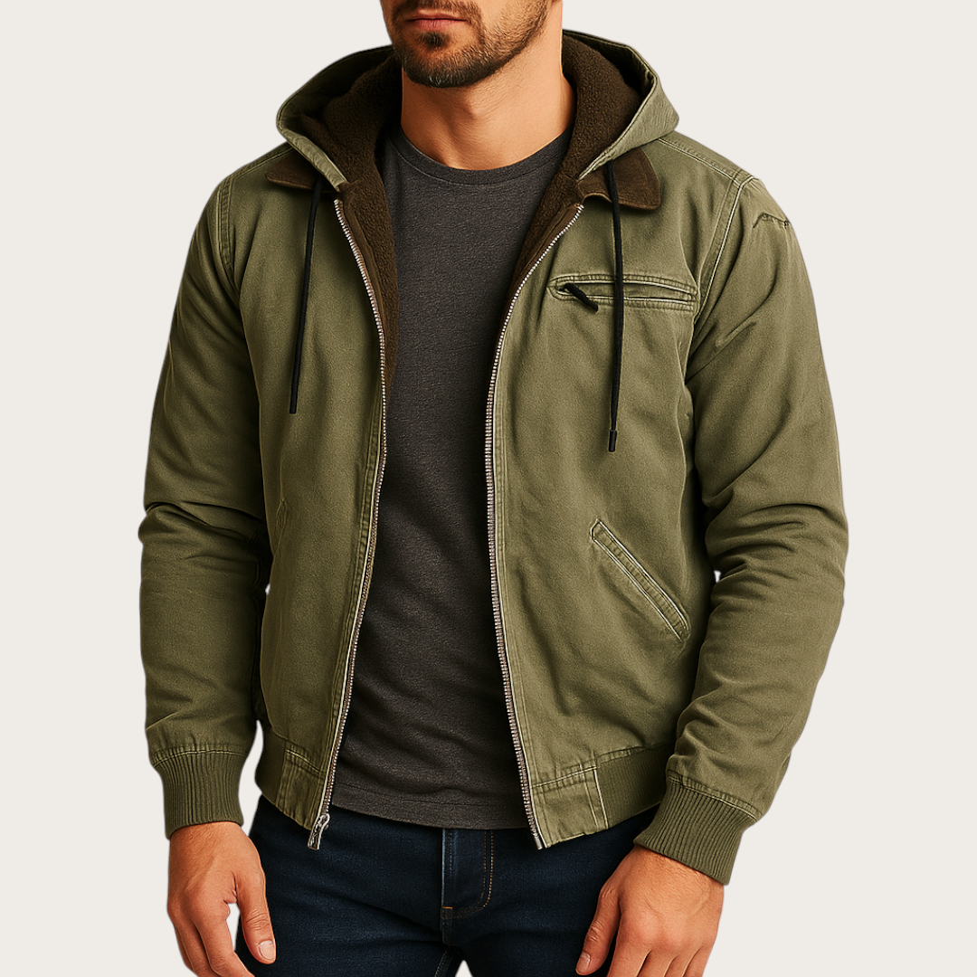 Męska Codzienna Kurtka z Kapturem | Zima